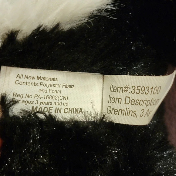 TOY FACTORY Gremlins The Black Mogwai Mohawk Black White Stripe 10" Plush - Picture 10 of 14